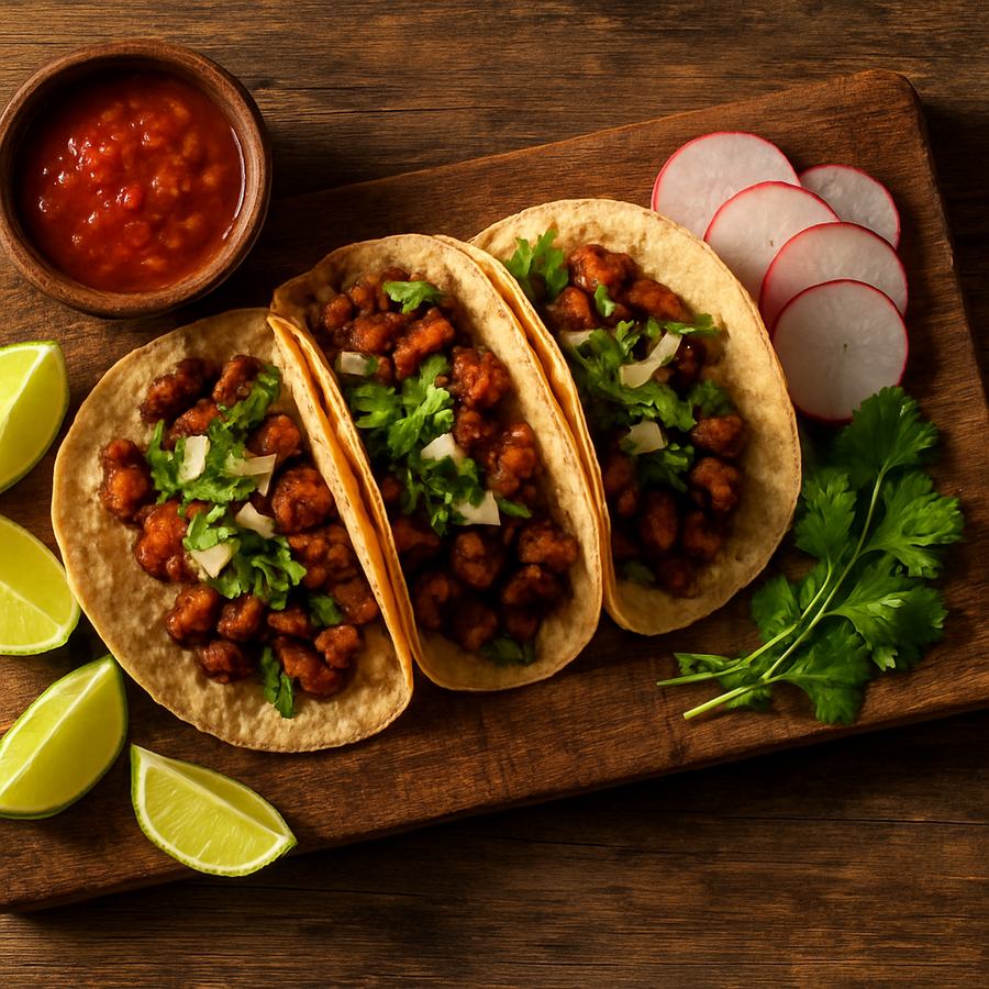 Street tacos with lime and salsa